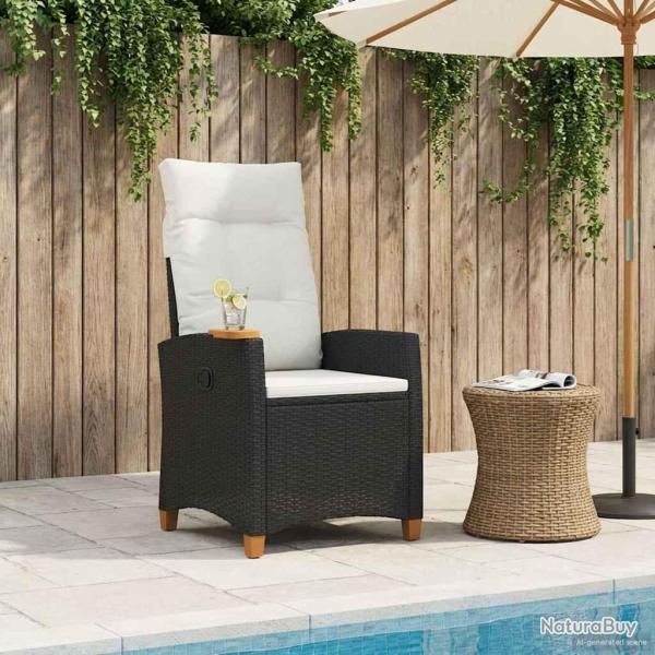 Chaise inclinable avec plateau � th� 62 x 64 x 112 cm polyrotin