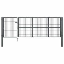 Portail de jardin avec poteaux en acier 350 x 100 cm anthracite