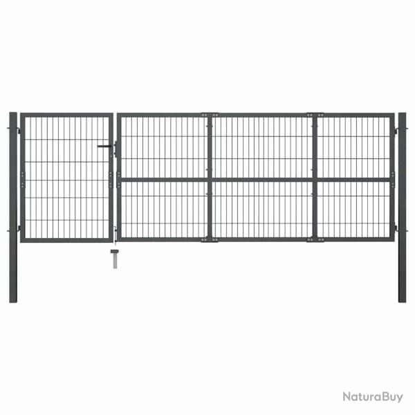 Portail de jardin avec poteaux en acier 350 x 100 cm anthracite
