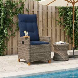 Chaise inclinable avec plateau &agrave; th&eacute; 62 x 64 x 112 cm polyrotin
