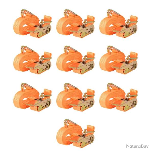 Sangle d'arrimage 10 pcs 0,4 tonne 6 m x 25 mm Orange