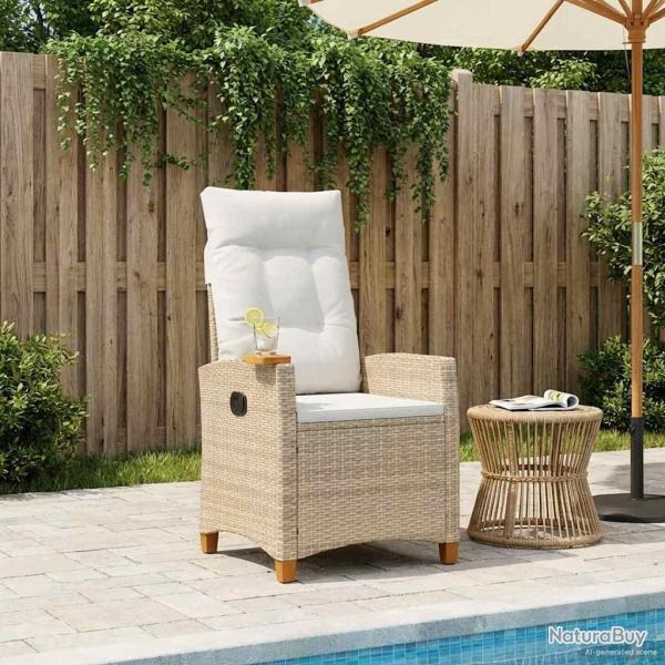 Chaise inclinable avec plateau � th� 62 x 64 x 112 cm polyrotin