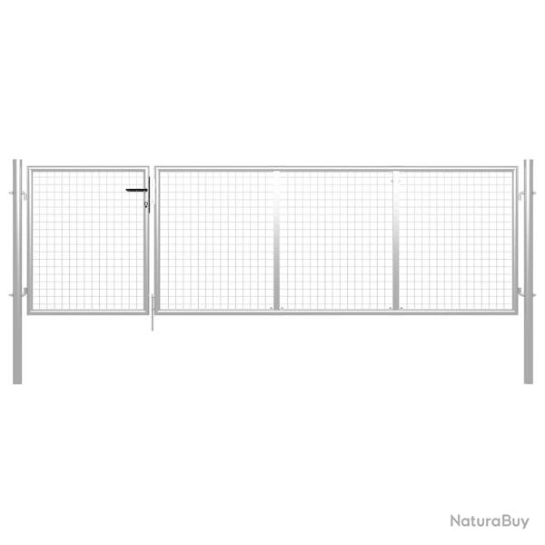Portail de jardin en acier 350 x 75 cm argent�