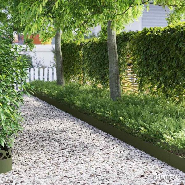 Bordures de pelouse 10 pcs Vert olive 103 x 0,05 x 22 cm Acier