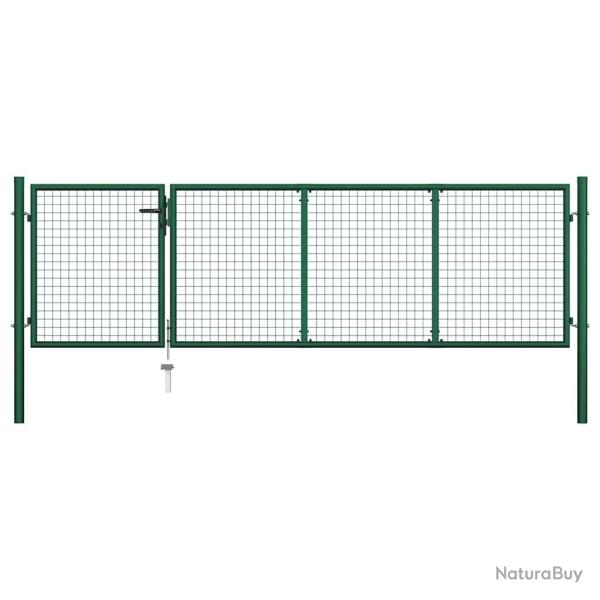 Portail de jardin en acier vert 350 x 100 cm