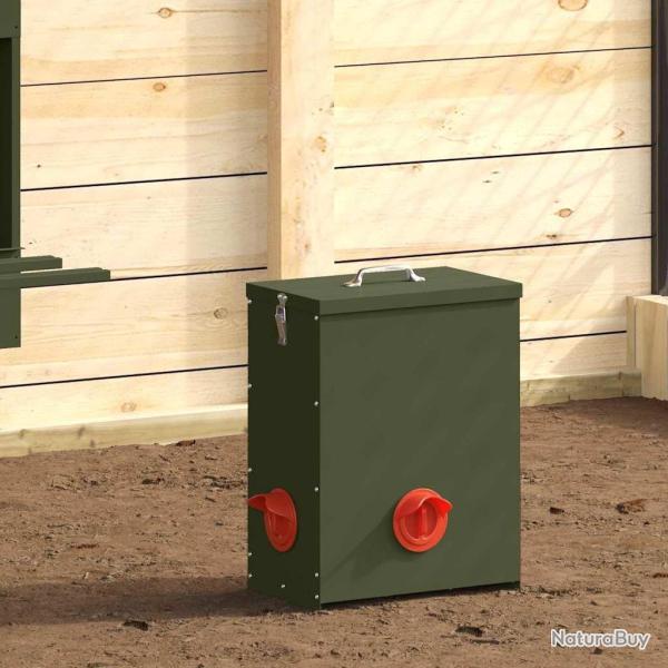 Mangeoire pour poules 2 pcs Vert olive 32,5 x 20,5 x 43 cm