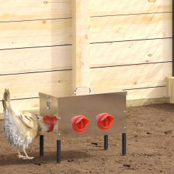 Mangeoire pour poules 2 pcs Argent 41,5 x 20,5 x 33 cm