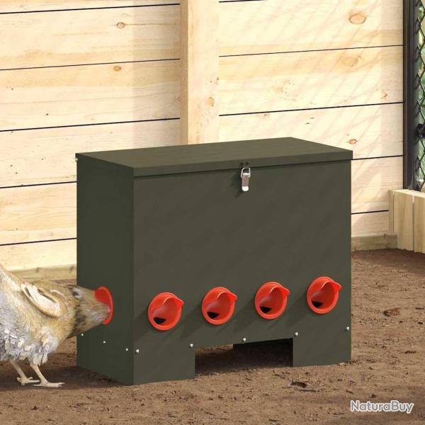 Mangeoire pour poules 2 pcs Vert olive 60,5 x 29 x 51 cm