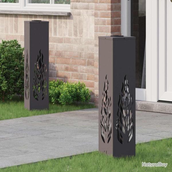 Lumi�re de chemin LED solaire 2 pcs Noir Acier lamin� � froid