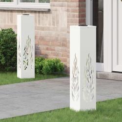 Lumi&egrave;re de chemin LED solaire 2 pcs Blanc Acier lamin&eacute; &agrave; froid