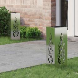 Lumi&egrave;re de chemin LED solaire 2 pcs Argent&eacute; Acier Galvanis&eacute;