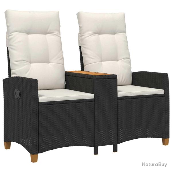Banc inclinable avec table Noir et blanc cr�me polyrotin