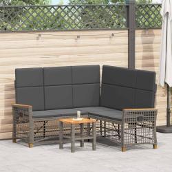 Ensemble de canap&eacute;s inclinables de jardin Gris et Gris fonc&eacute;