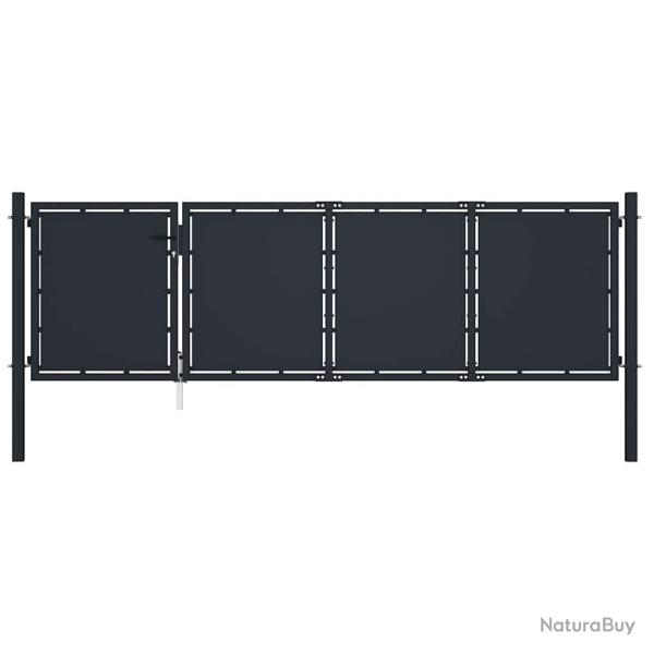 Portail de jardin en acier 350 x 100 cm anthracite