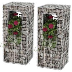 Jardini&egrave;re/Poteau de panier gabion 2 pcs Acier 50x50x120 cm