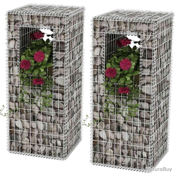 Jardini�re/Poteau de panier gabion 2 pcs Acier 50x50x120 cm