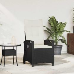 Chaise de jardin inclinable Noir et Cr&egrave;me 56 x 60 x 112 cm