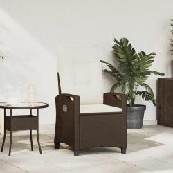 Chaise de jardin inclinable Marron et Cr&egrave;me 56 x 60 x 112 cm