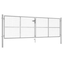 Portail de jardin en acier galvanis&eacute; 400 x 125 cm argent