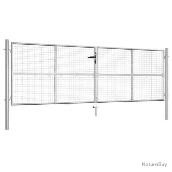 Portail de jardin en acier galvanis� 400 x 125 cm argent