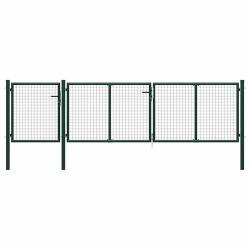 Portail de jardin en acier vert 400 x 100 cm
