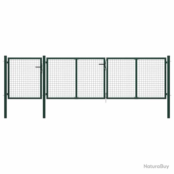 Portail de jardin en acier vert 400 x 100 cm