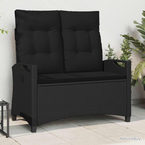 Banc de jardin Noir 105 x 60 x 112 cm Acier et Polyester
