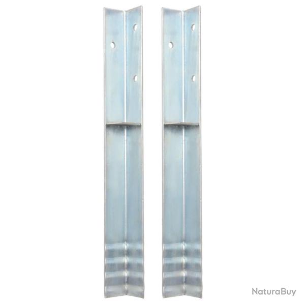 Piquet de sol en forme de L 2 pcs Acier galvanis� 5 x 5 x 50 cm