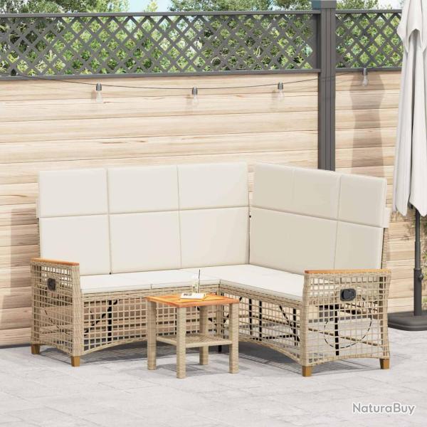 Ensemble de canap�s inclinables de jardin Beige et blanc cr�me