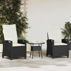 Chaise de jardin 2 pcs Noir et Cr&egrave;me 56 x 60 x 112 cm