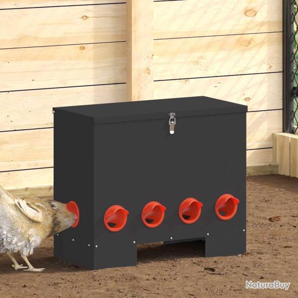 Mangeoire pour poules 2 pcs Noir 60,5 x 29 x 51 cm