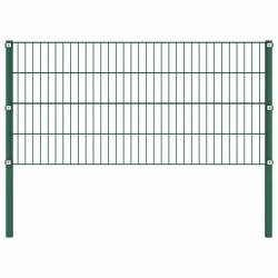 Panneau de cl&ocirc;ture avec poteaux en fer 176,5 x 80 cm Vert