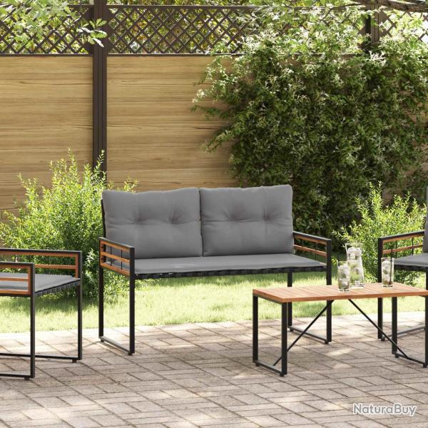 Banc � couches en bois avec coussin Gris clair 114 x 55 x 77 cm