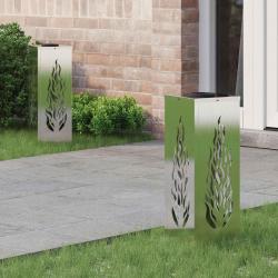 Lumi&egrave;re de chemin LED solaire 2 pcs Argent&eacute; Acier inoxydable