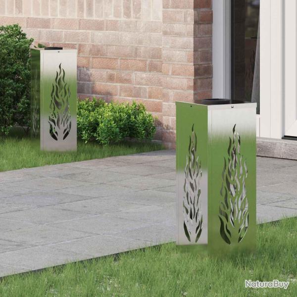 Lumi�re de chemin LED solaire 2 pcs Argent� Acier inoxydable