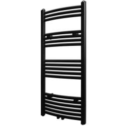 S&egrave;che-serviettes eau chaude &agrave; rails incurv&eacute;s noir 500 x 1160 mm