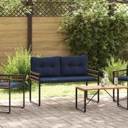 Banc &agrave; couches en bois Uni Bleu marine 114 x 55 x 77 cm