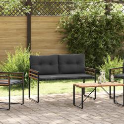 Banc &agrave; couches en bois avec coussin Gris fonc&eacute; 114 x 55 x 77 cm