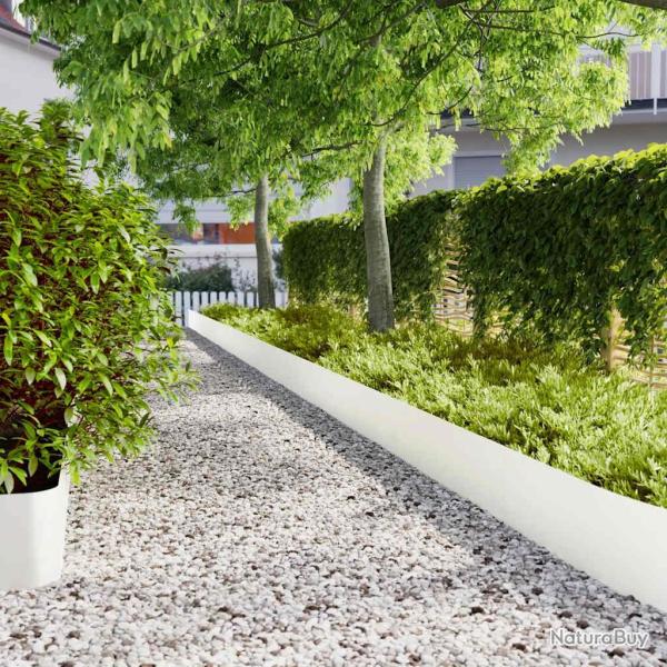 Bordures de pelouse 20 pcs blanc 25x103 cm acier lamin� � froid