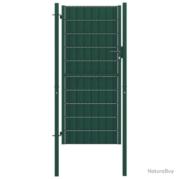 Portail de cl�ture en PVC et acier 100 x 124 cm vert