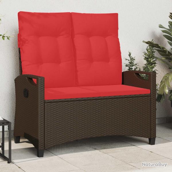 Banc de jardin avec oreiller Marron et rouge 105 x 60 x 112 cm
