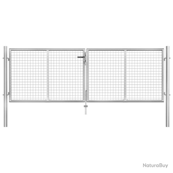Portail de jardin en acier galvanis� 300 x 75 cm argent