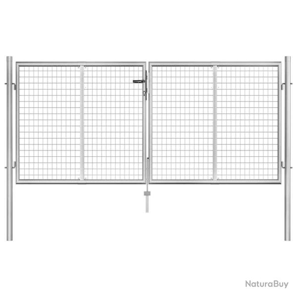 Portail de jardin en acier galvanis� 300 x 100 cm argent�
