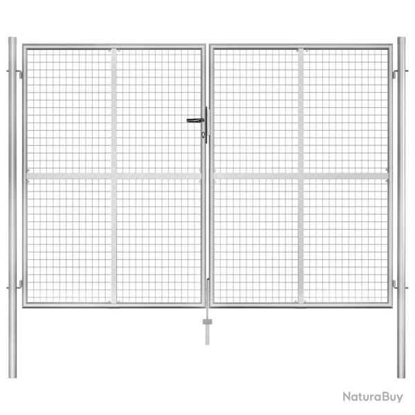 Portail de jardin en acier galvanis� 300 x 175 cm argent