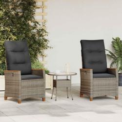 Chaise de jardin inclinable Gris et Gris fonc&eacute; polyrotin