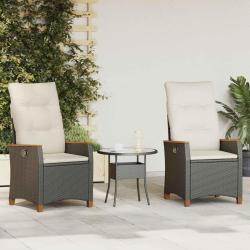 Chaise de jardin inclinable Noir et Cr&egrave;me 64 x 57,5 x 112 cm