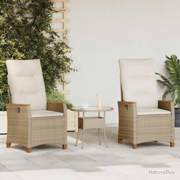 Chaise de jardin inclinable Beige et cr�me 64 x 57,5 x 112 cm