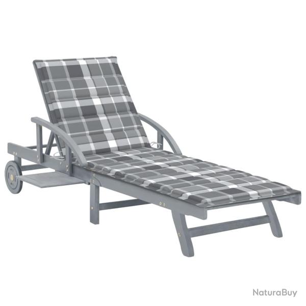 Chaise longue de jardin avec coussin Bois d'acacia solide