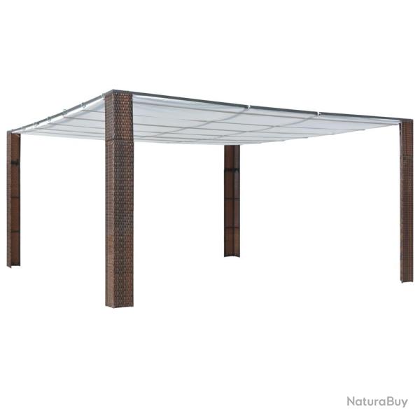 Tonnelle avec toit R�sine tress�e 400x400x200cm Marron et cr�me