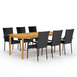 Ensemble &agrave; manger de jardin 7 pcs Noir